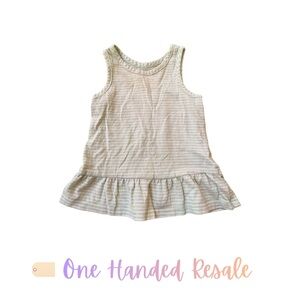 🌱 Circo White Light Pastel Green Striped Kids Tank Top Gathered Skirting 18M